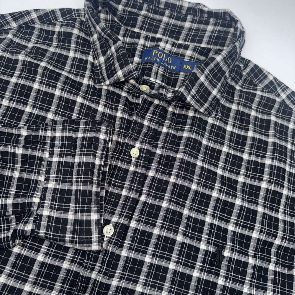 Polo Ralph Lauren‎ Mens 2XL Black Plaid Button-Up Long Sleeve Shirt XXL